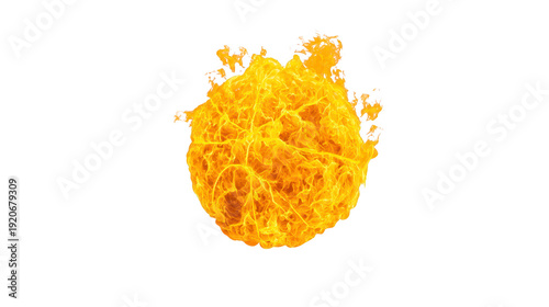 Fiery sphere flame ball burning energy glowing heat isolated on black dynamic motion intense power abstract fire hot element dramatic effect