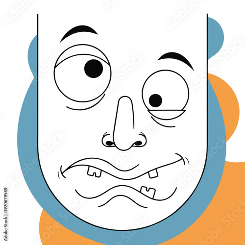 Cartoon face with funny expression