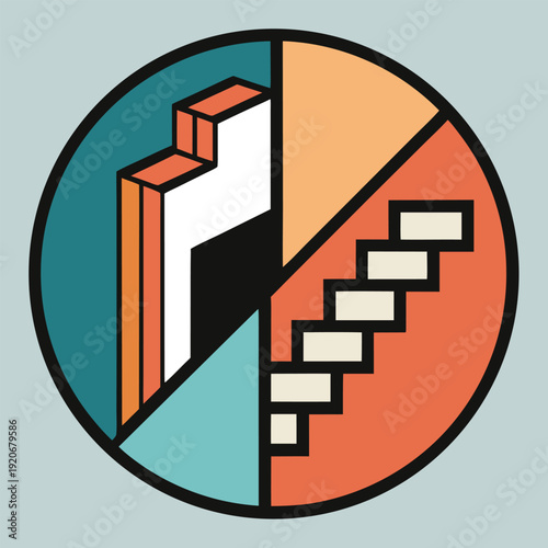 Conceptual icon representing a decision, showing split paths inside a split circle, symbolizing choice and direction.