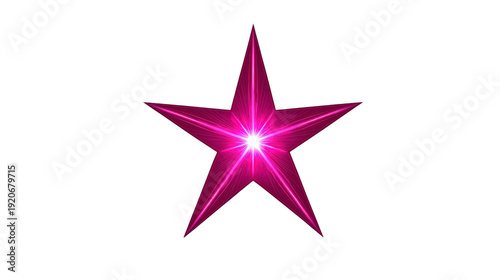 Pink star glowing abstract digital art isolated on transparency background vibrant radiant five pointed luminous modern design energetic visual