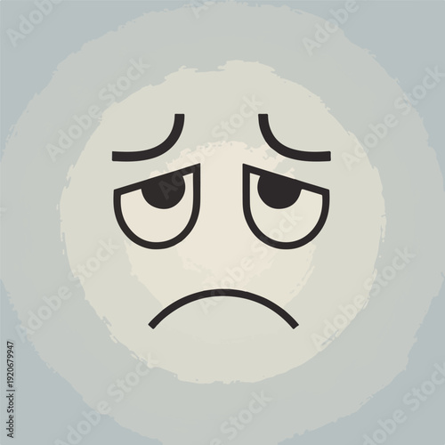 Sad face emoticon with frown and downturned eyes