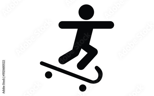 Skateboard trick silhouette icon showing skateboarder jumping sports activity vector