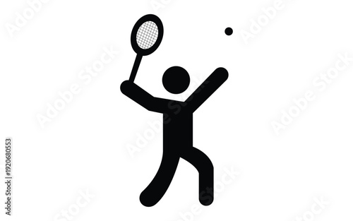 Tennis player silhouette icon serving ball with racket sports activity vector