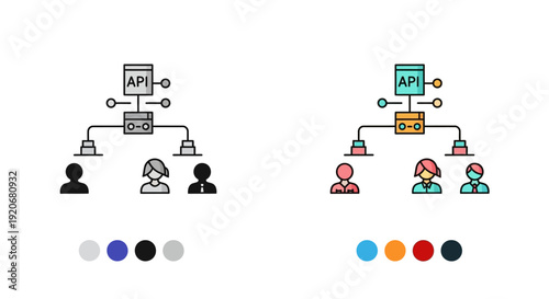 API integration connecting people, data exchange, communication