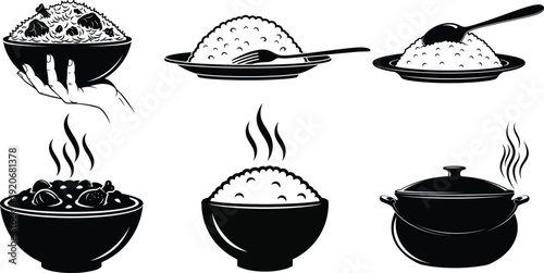 Cooking process of rice in a pot