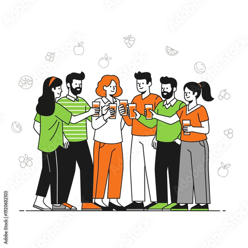 Joyful Gathering of Friends Toasting Together, Celebrating Beverages, Refreshing Moments Always