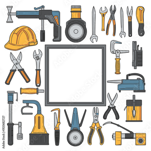 Toolbox with Various Tools and Equipment vector illustration