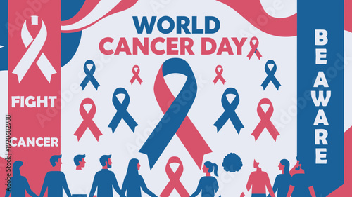 World Cancer Day Awareness Poster vector illustration