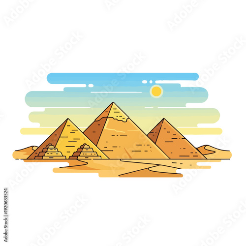 Pyramids of Giza at Sunset Egypt Iconic Landscape