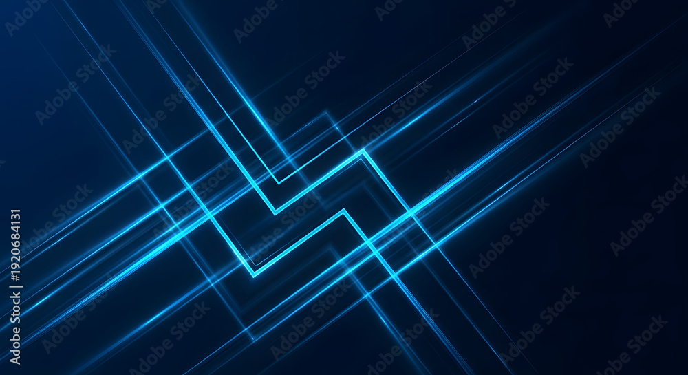 Obraz premium Vibrant blue neon lines intersecting in dynamic geometric pattern