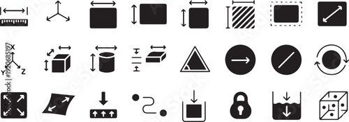 User Interface Design Icons Set Dimensions Geometry Controls Software Development