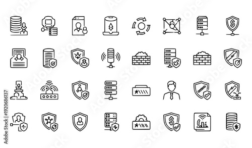 Data Protection and Privacy Linear Editable Stroke Icons