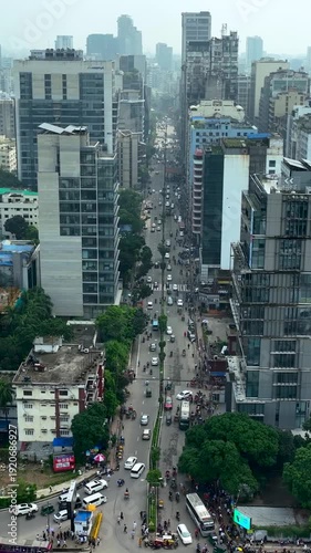 Rapidly Growing Asian Cityscape Vertical Drone View