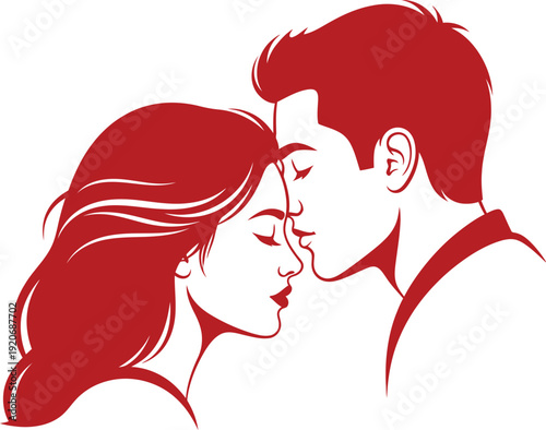 Romantic couple sharing a tender moment