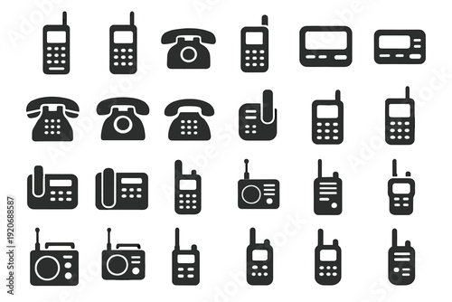 Different types of phones and communication devices in various styles and shapes on a plain background for visual reference