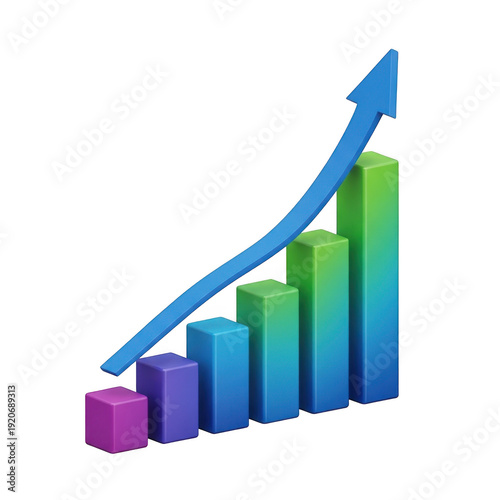 Free Download Growth and upward trajectory represented by a colorful bar chart with an arrow. - GFXLoad