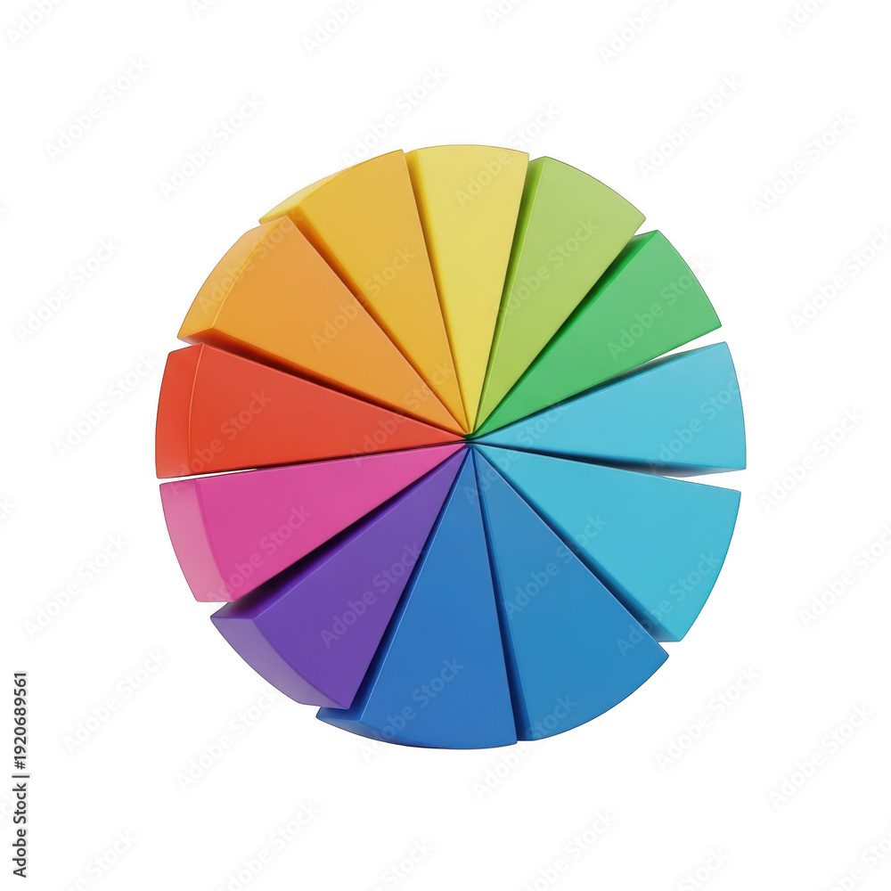 Fototapeta premium A vibrant and colorful pie chart with multiple segments in different hues