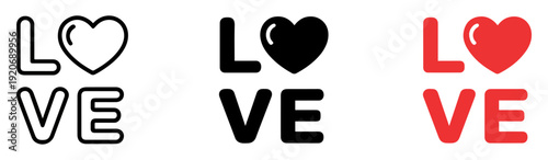 love lettering heart icon