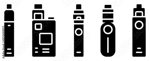 electronic cigarette vape icon set