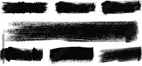 Collection of black brush strokes on white background