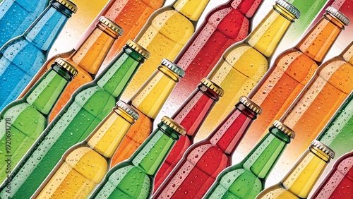 background of glass bottles at an angle