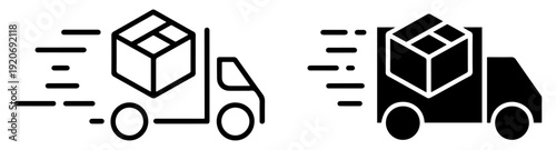 shipping delivery truck transportation icon set