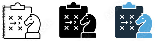 business strategy planning chess icon set