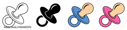 baby pacifier newborn gender icon set