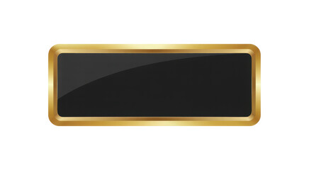 Gold rectangular frame with black center rectangle isolated on a transparent background