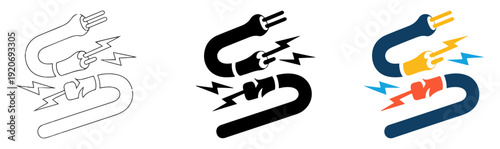 short circuit electric hazard icon