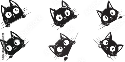 set of black and white silhouettes of cats