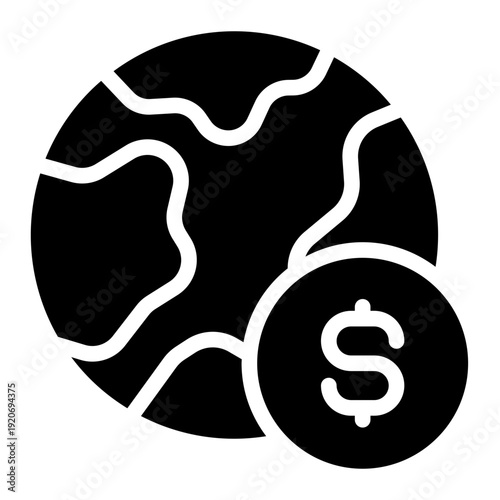 Global economy icon glyph style vector illustration