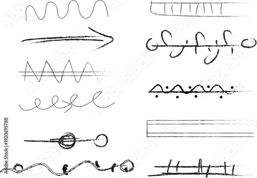 Collection of hand drawn lines and shapes