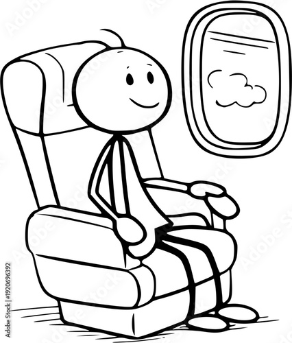 Stick figure packing suitcase for travel