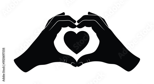 Hands forming a heart shape with negative space a striking silhouette