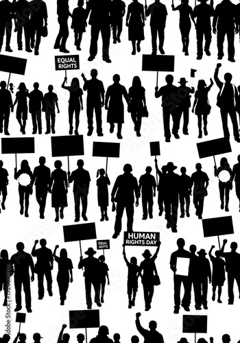 Crowd of Protesters with Signs