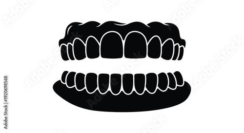 Black and white illustration of teeth a striking silhouette