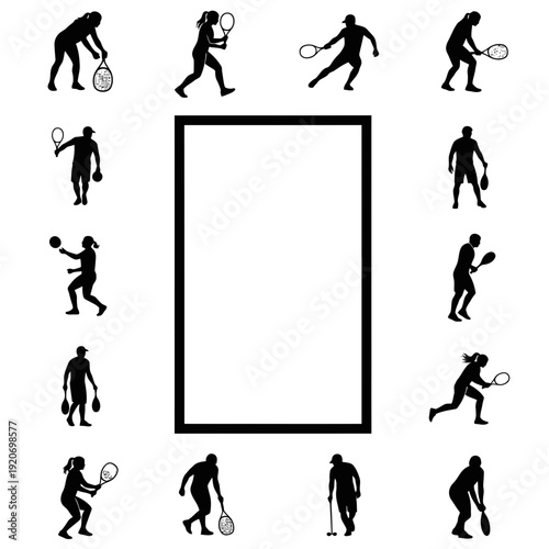 Tennis Player Silhouettes vector illustration