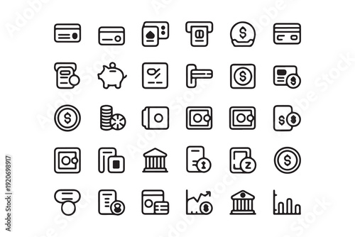 Banking and Finance Line Icons Collection