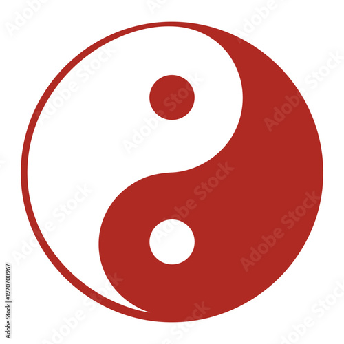 Red Yin Yang Symbol Isolated on White Background Balance Harmony Icon