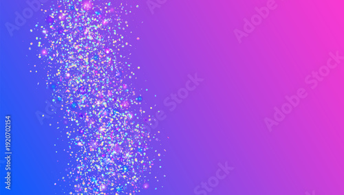 Glitter Sequins Background. Holographic Shiny Sparkles For Carnaval And Party. A Purim Flash Of Color, Tinsell And Carnival Twinkle. Iridescent Brilliant Light.  Purple Glitter Sequins