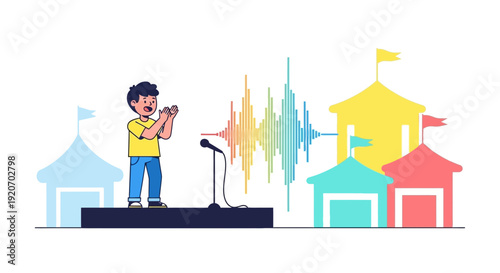 Joyful Performer Captures Audience With Vibrant Sound Waves At Festive Carnival Event