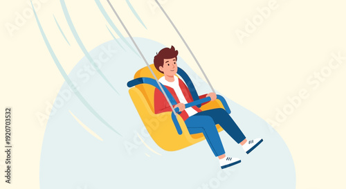 Joyful Youngster Enjoying An Amusement Ride Experience