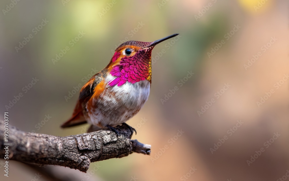 Fototapeta premium Full Body Image of a Hummingbird with Iridescent Feathers Displayed