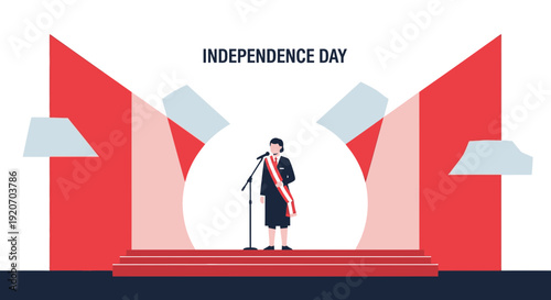 Leader Delivering Speech On Independence Day National Celebration Ceremony