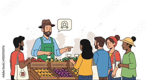 Local Vendor Assisting Customers At Fresh Produce Stand