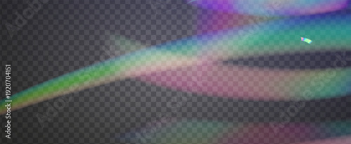 Iridescent Prism Background. Rainbow Light Leak Effect.  3d Bokeh With A Soft Aura, Refraction Glow, And Transparent Diamond. Iridescent Crystal Prism Background With Light.