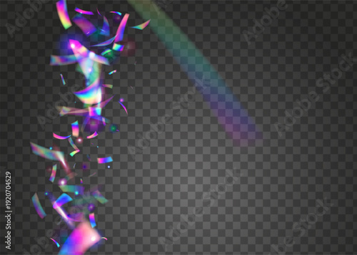 Carnival Background. Isolated Poster. Glare Element. Surprise Flag. Art Iridescent Serpentine. Carnaval Glitter. Blue Foil Ribbon. Festive Confetti. Pink Carnival Background