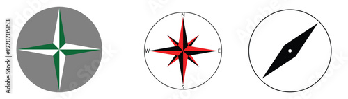 Compass icon,Logo, Navigation, Direction and Travel Symbol Pack,Red Black ,White green, White black ,Compass,Compass icon clip art and line art vector symbols.