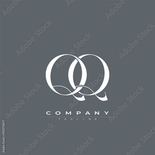 Elegant interlocking QQ monogram emblem minimalist abstract logo design suited for luxury branding, fashion, stationery, packaging, corporate identity and creative projects.
